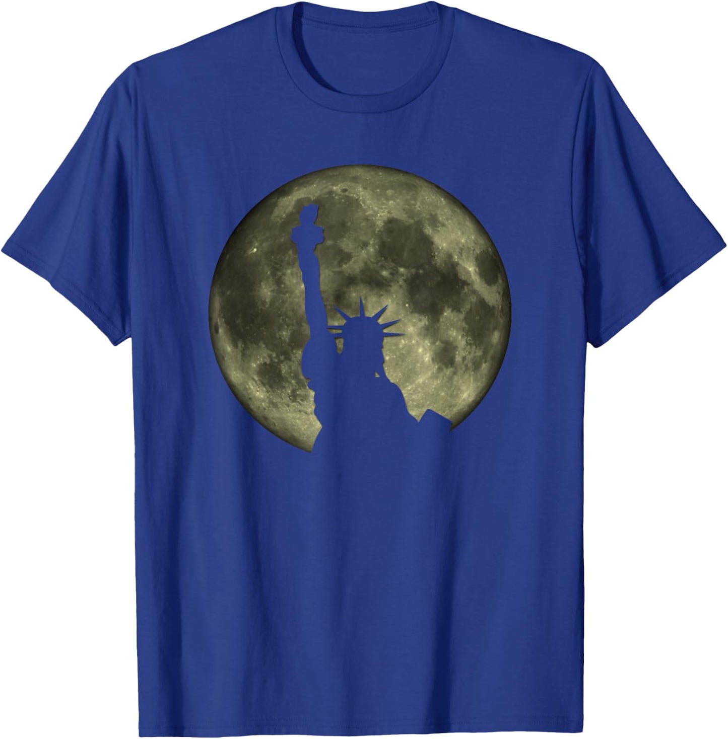 Statue of Liberty Silhouette Moon National Pride USA T-Shirt - T-Shirt | Royal