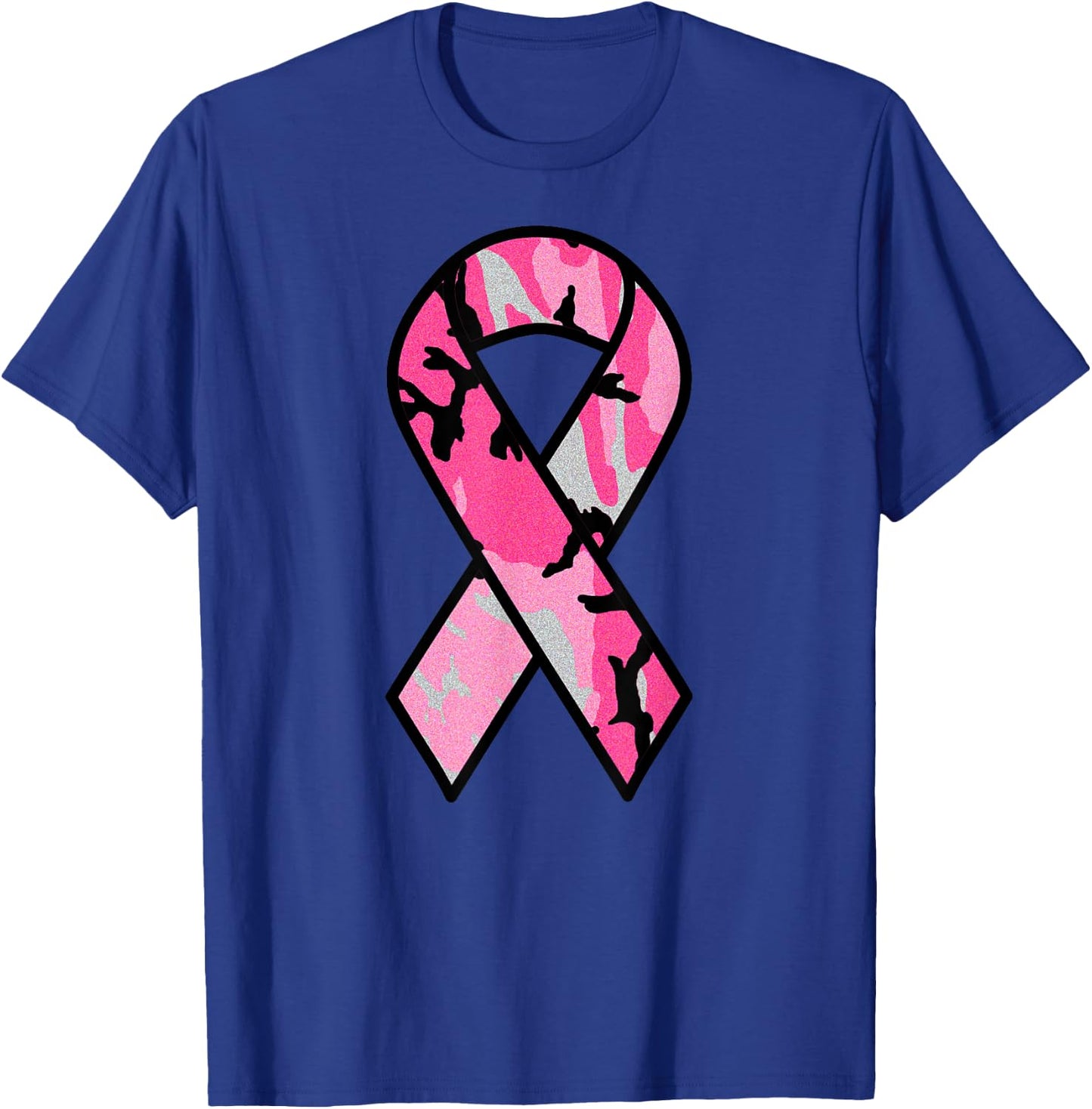 Breast Cancer Awareness Ribbon Pink Survivor Camo T-Shirt - T-Shirt | Royal