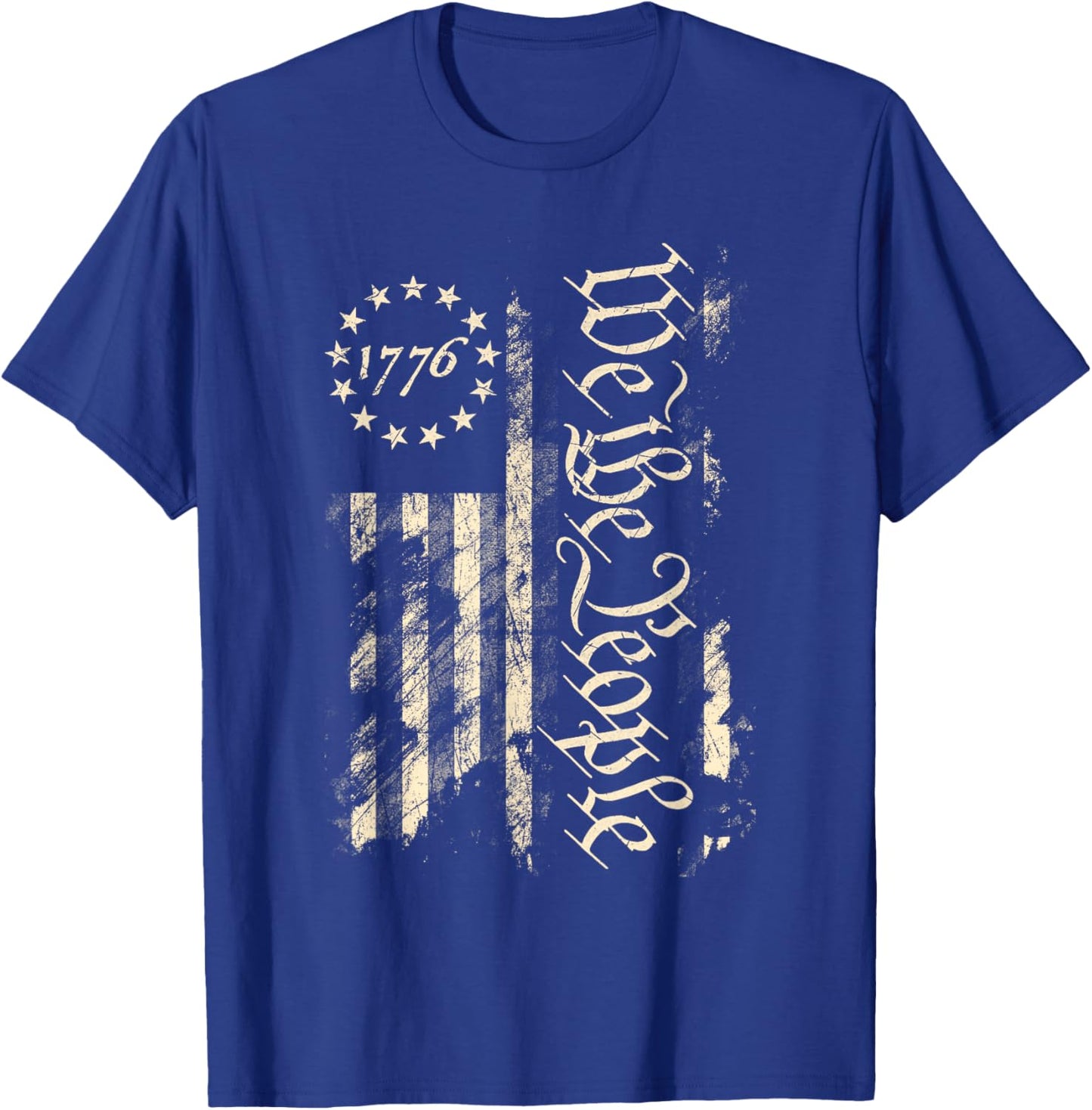 We The People 1776 Betsy Ross Flag Vintage Distressed Grunge T-Shirt - T-Shirt | Royal