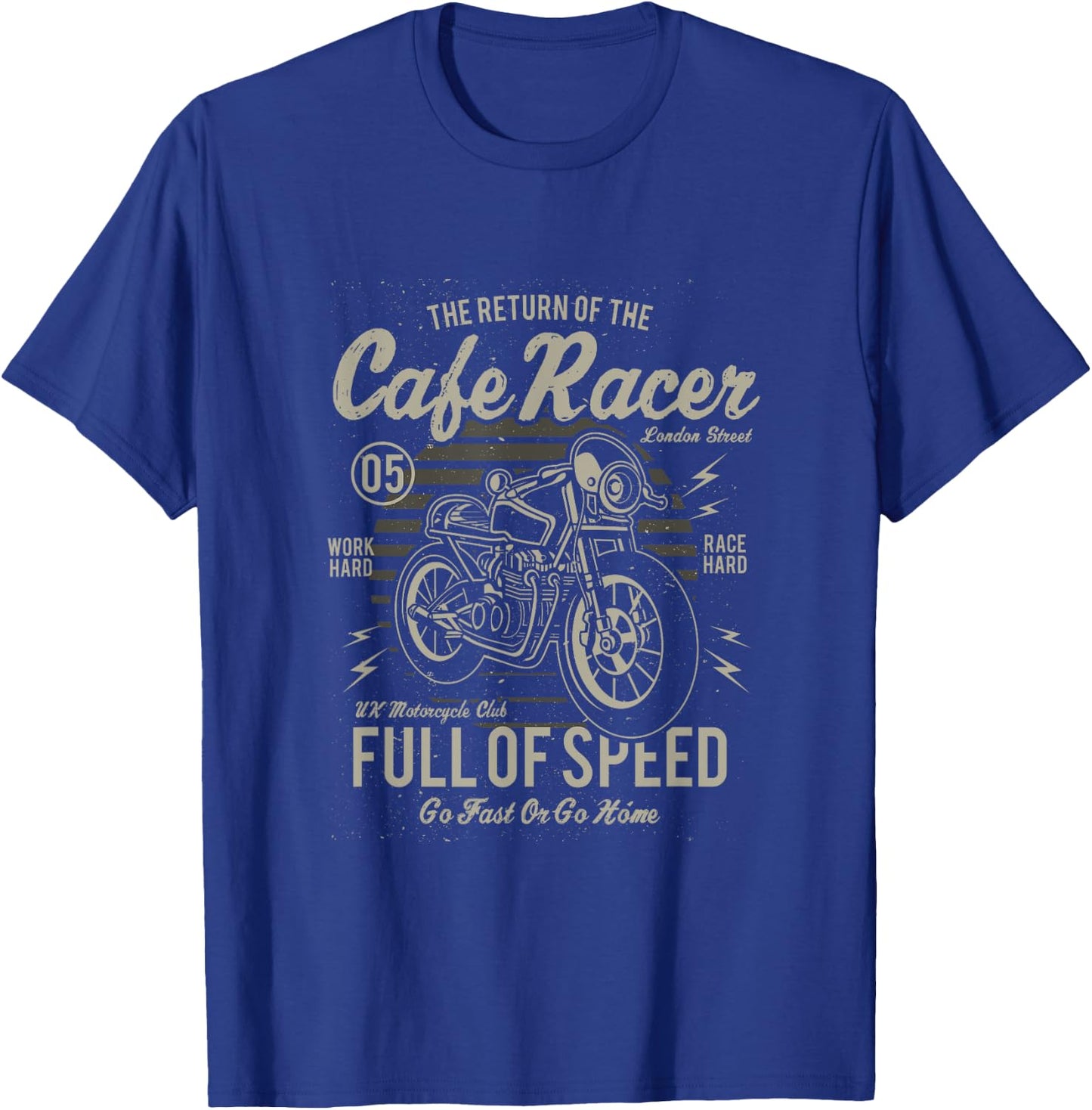 Cafe Racer Full of Speed Vintage Motorcycle T-Shirt - T-Shirt | Royal