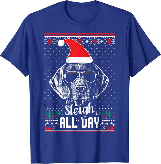 Sleigh all Day German Shorthaired Pointer Christmas T-Shirt - T-Shirt | Royal