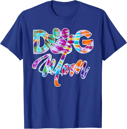 Tie Dye Dog Mom Apparel Dog Lover Gifts Paw Print T-Shirt - T-Shirt | Royal