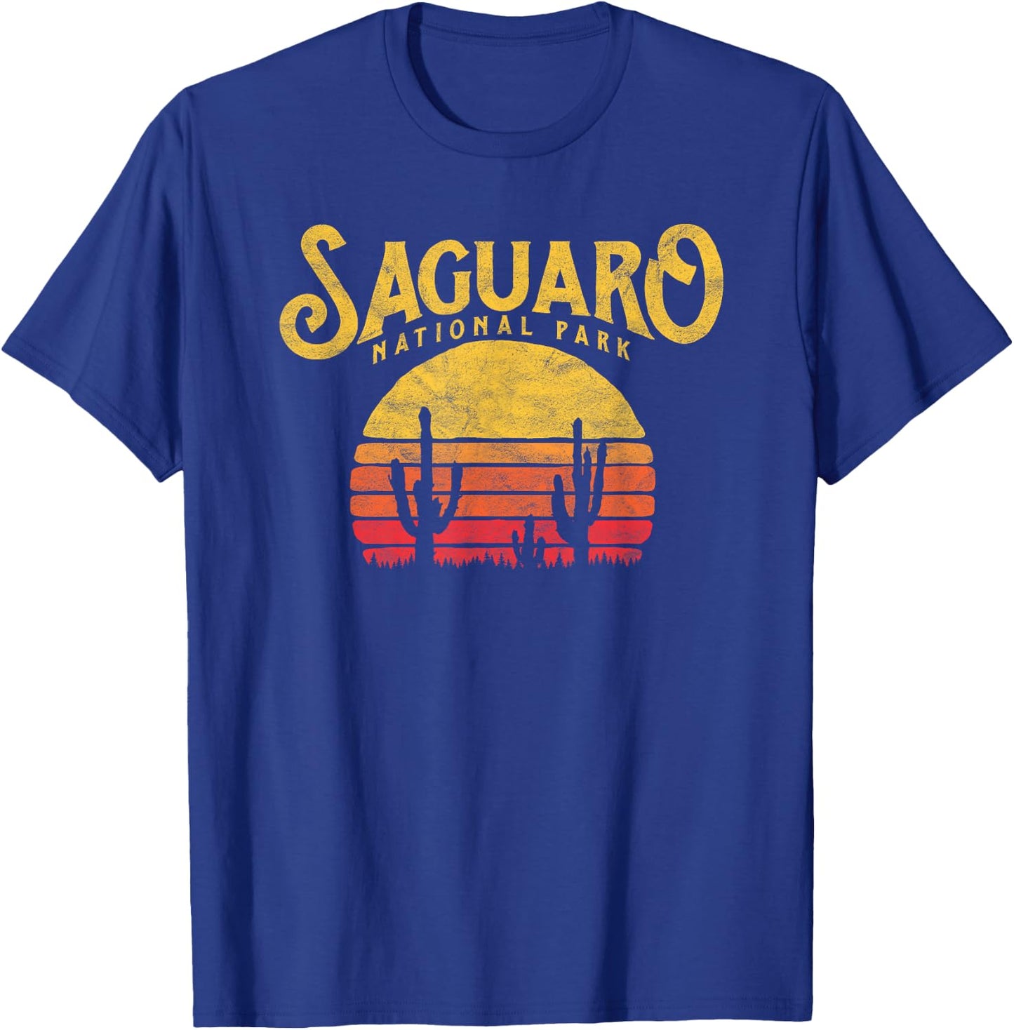 Vintage Saguaro National Park - Retro Cactus & Sun T-Shirt - T-Shirt | Royal