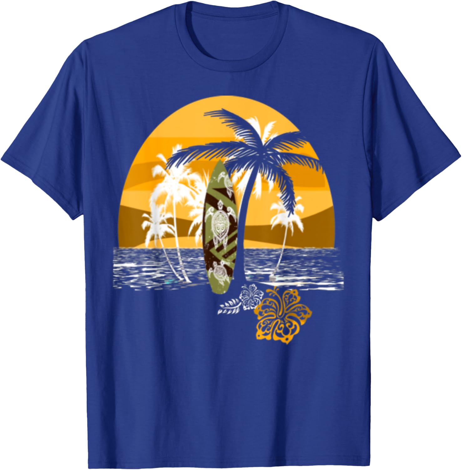 Retro Summer Beach Palm Tree Novelty Men Women T-Shirt - T-Shirt | Royal