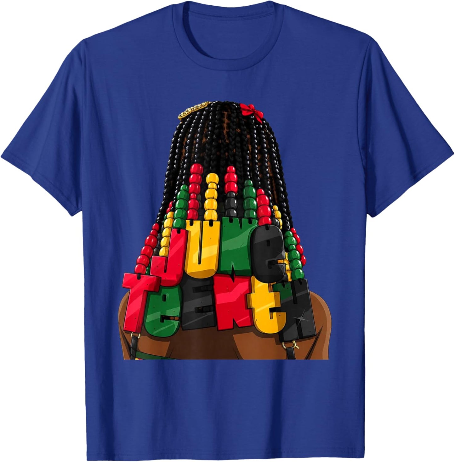 Juneteenth Braids Beads Hair Jewelry Freedom Day Graphic T-Shirt - T-Shirt | Royal