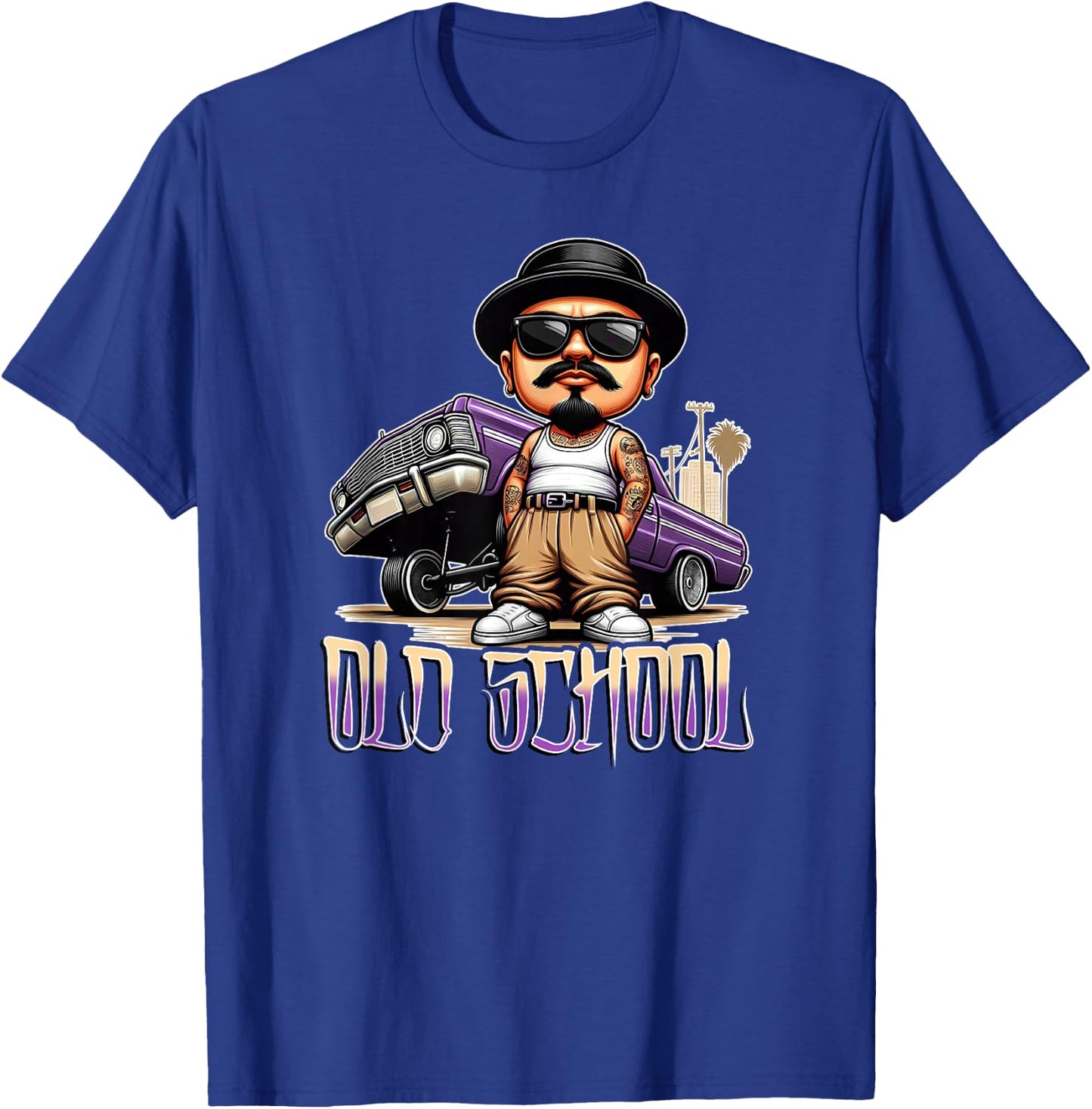 OLD SCHOOL Chicano Low Rider Art Homie Chicano Clothing T-Shirt - T-Shirt | Royal