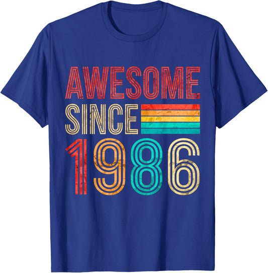 40 Birthday Men 40yr Awesome Vintage 1986 40th Birthday T-Shirt - T-Shirt | Royal