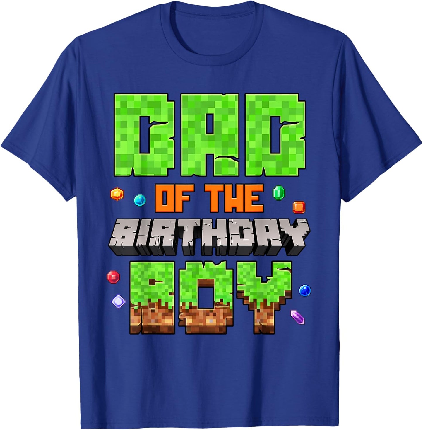 Dad Of The Birthday Boy Pixel Gaming Video Game Family Kids T-Shirt - T-Shirt | Royal