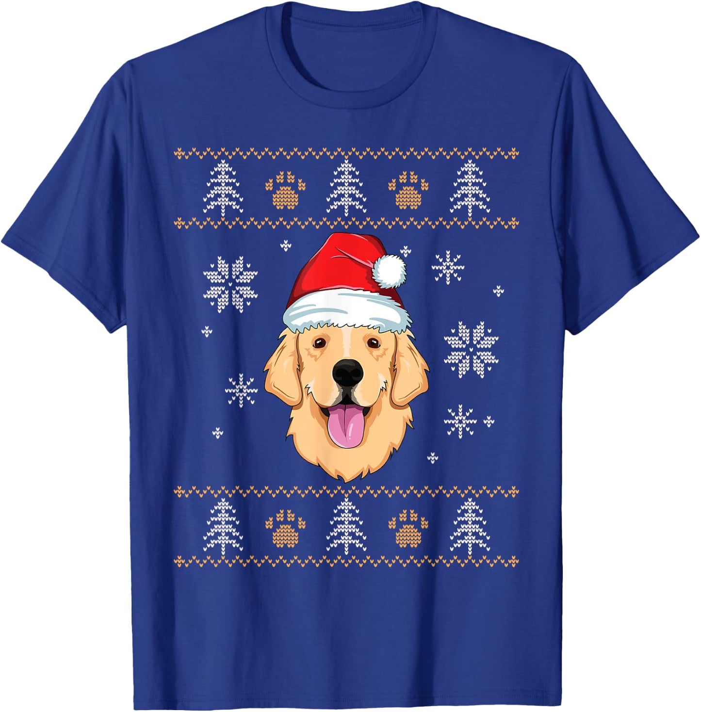 Ugly Christmas Golden Retriever Xmas Dog Lover Santa Kids T-Shirt - T-Shirt | Royal
