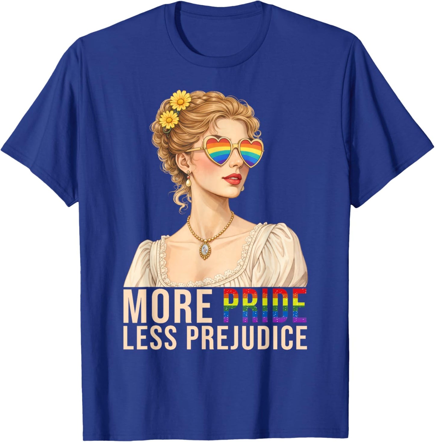 Retro More Pride Less Prejudice LGBTQ Rainbow Pride Month T-Shirt - T-Shirt | Royal