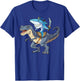 Shark Riding Dinosaur T rex T Shirt Pirate Jawsome Kids T-Shirt - T-Shirt | Royal