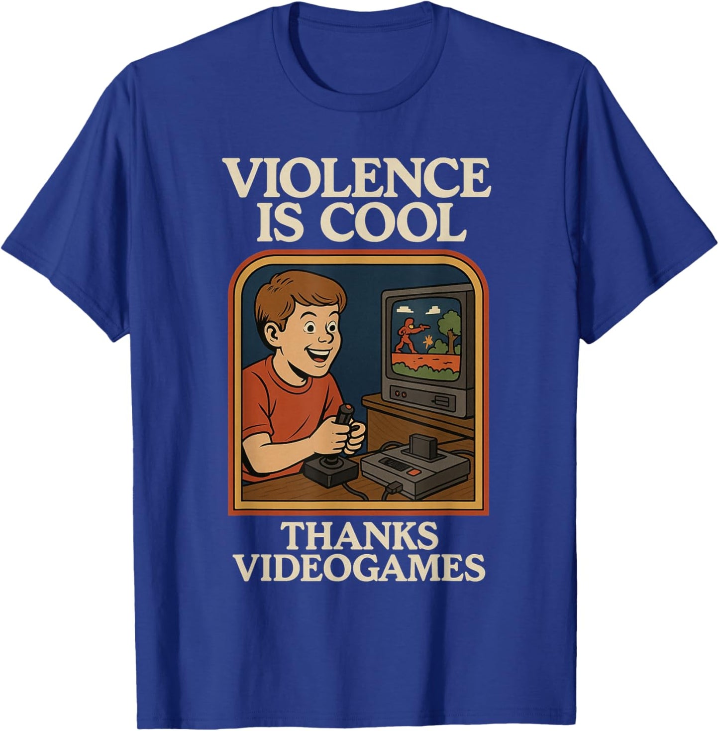 Violence Is Cool Thanks Video Games Funny Retro Style T-Shirt - T-Shirt | Royal