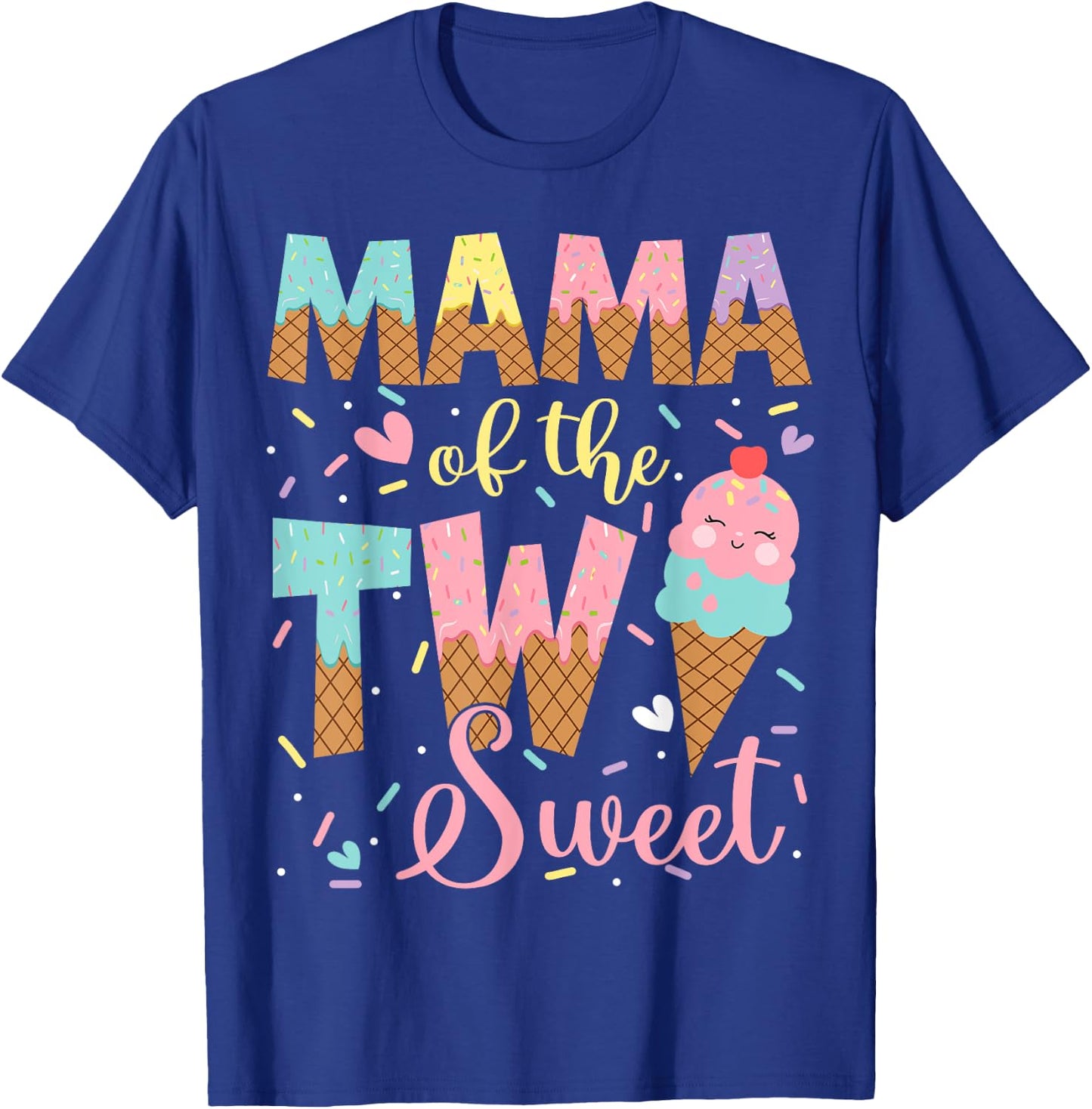 Mama Of The Two Sweet 2Nd Birthday Girl Ice Cream T-Shirt - T-Shirt | Royal
