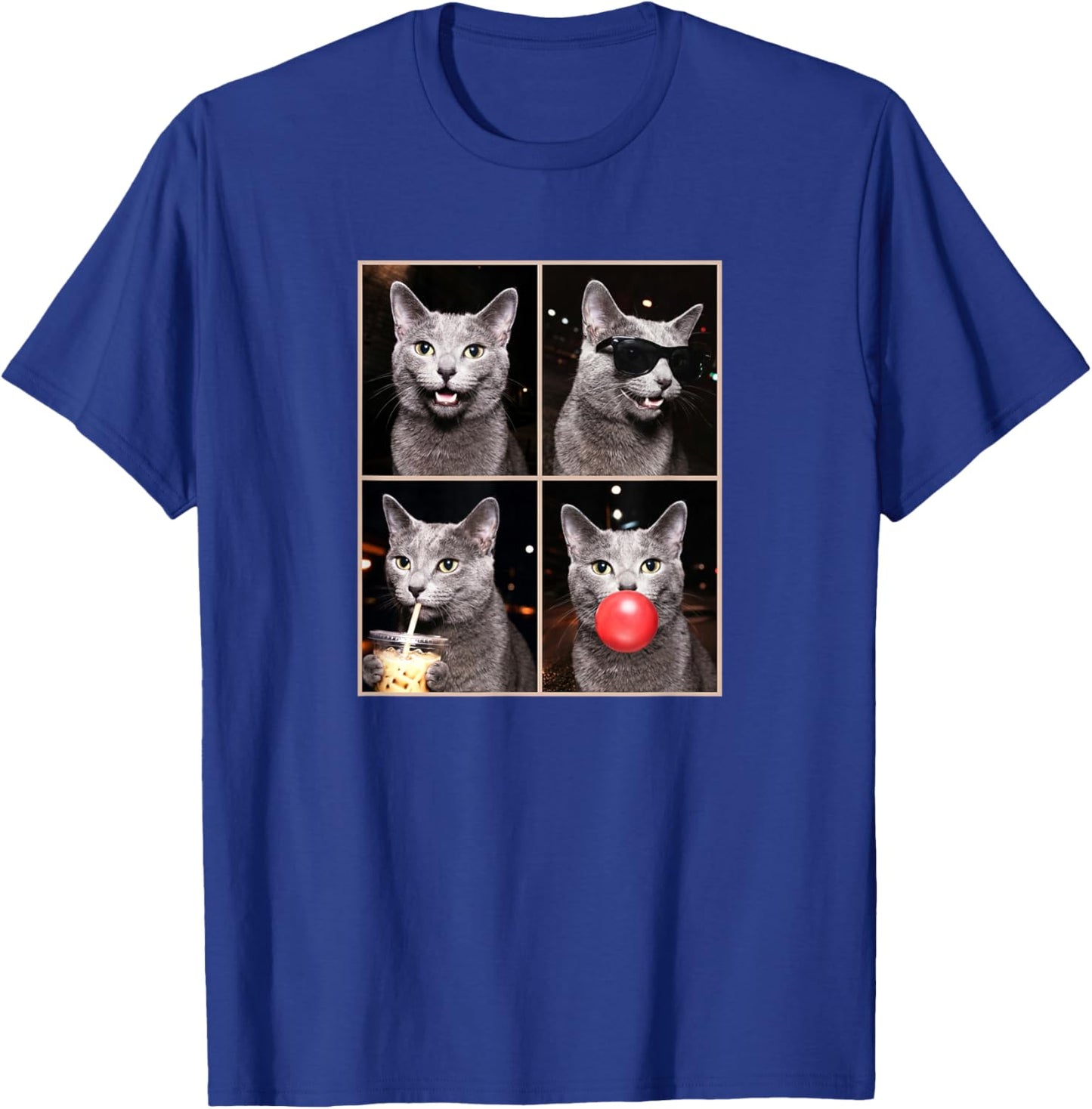 Funny Photo Booth Meme Russian Blue cat T-Shirt - T-Shirt | Royal