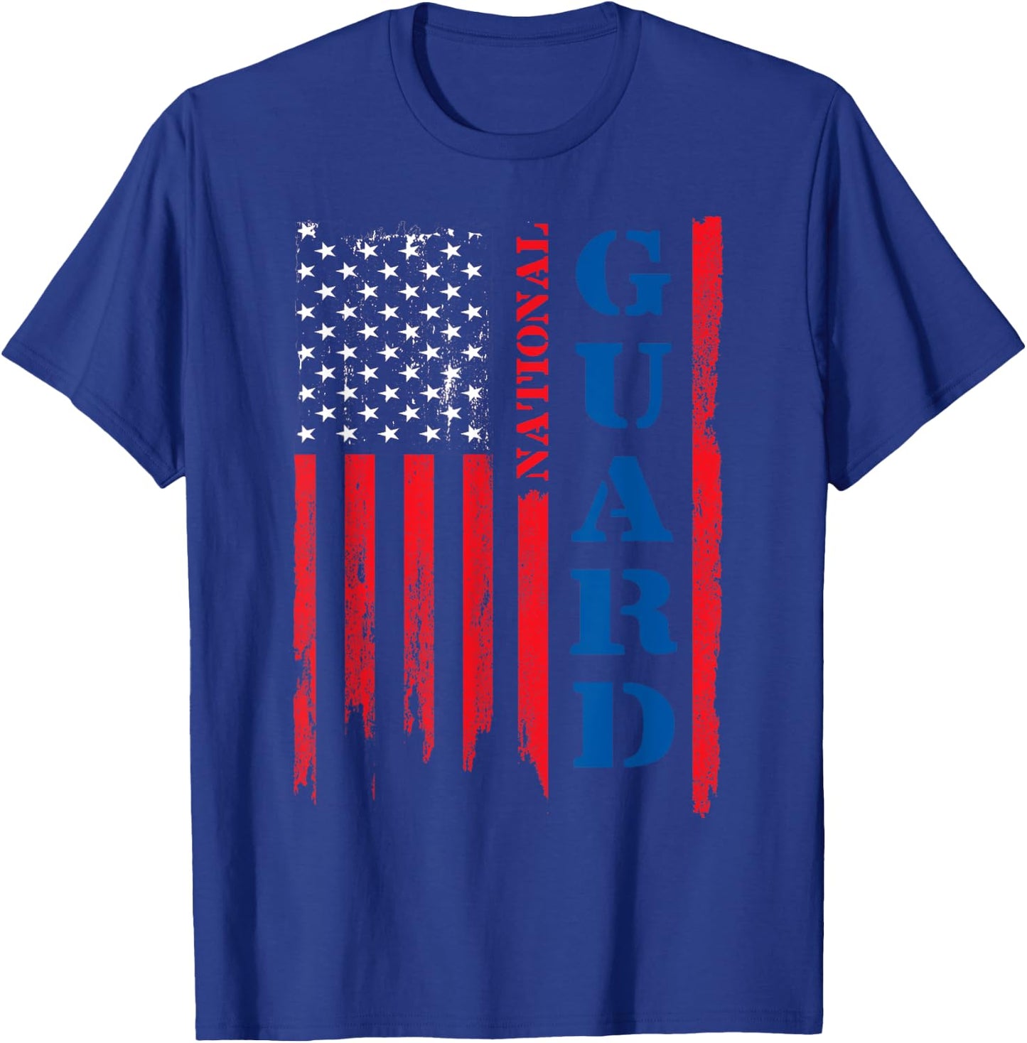 American Flag Grunge T Shirt | U.S National Guard Shirt Men T-Shirt - T-Shirt | Royal