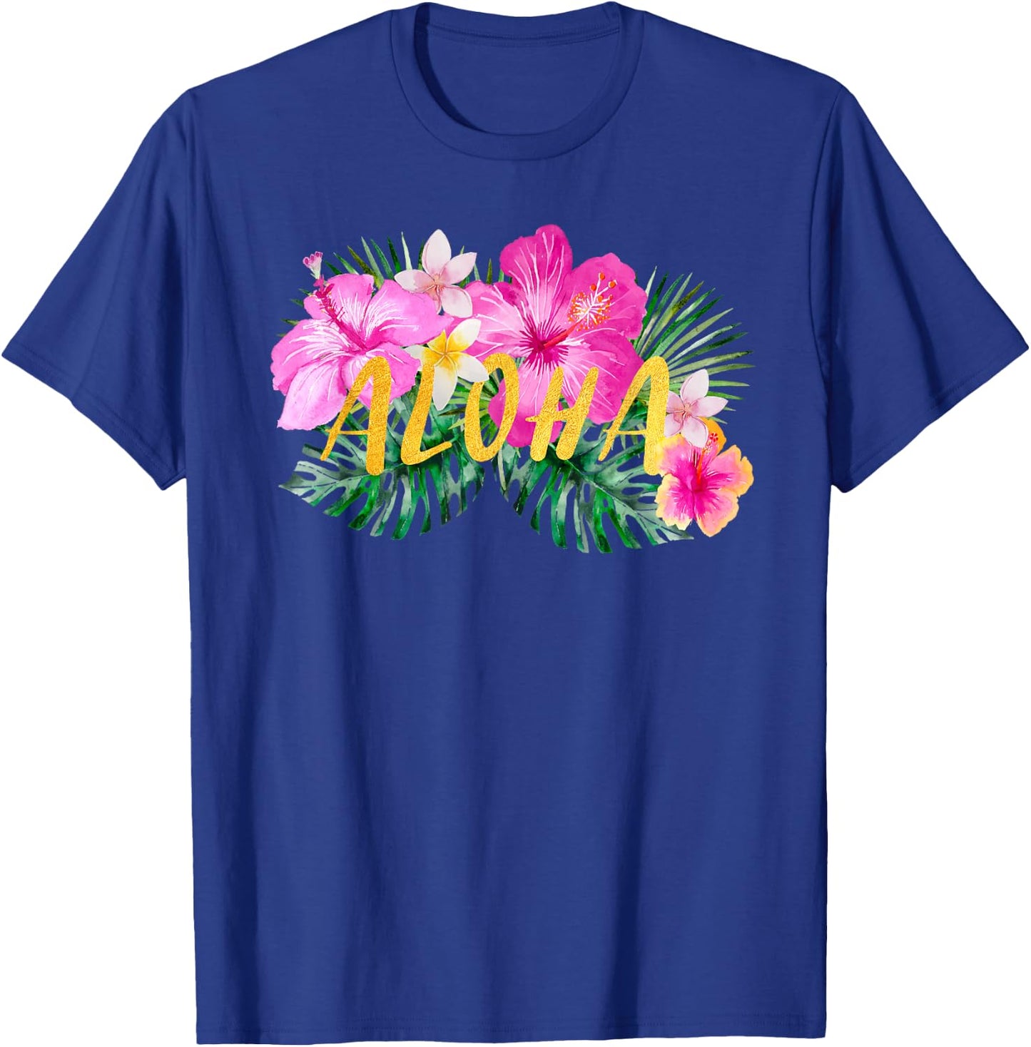 Aloha Hibiscus Flowers T-Shirt - T-Shirt | Royal