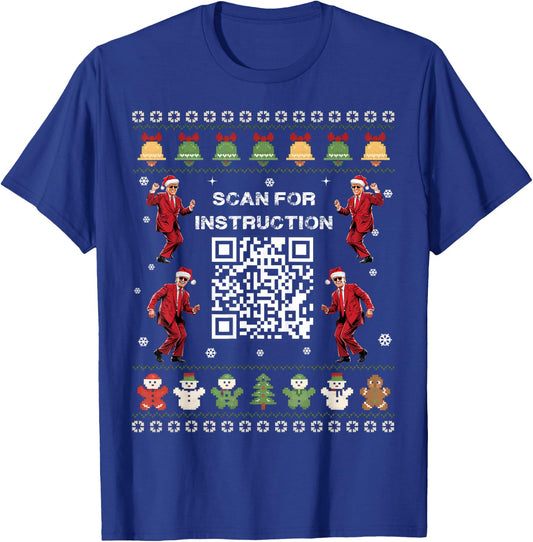QR Trump Dance Code President Scan For Instruction Christmas T-Shirt - T-Shirt | Royal