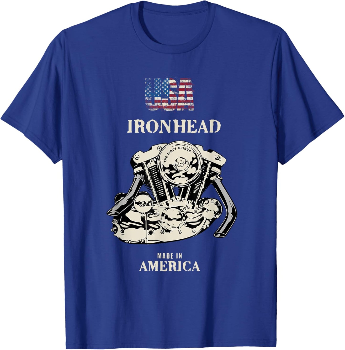 USA HD Ironhead Vtwin American Sportster Motorcycle Chopper T-Shirt - T-Shirt | Royal