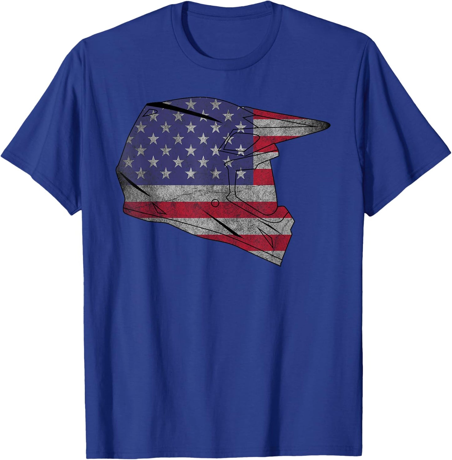 USA Motocross Dirt Bike American Flag Helmet Gift Women Kids Men T-Shirt - T-Shirt | Royal