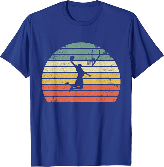 Vintage Retro Basketball Dunk Shirt Sunset Colorful T-Shirt - T-Shirt | Royal