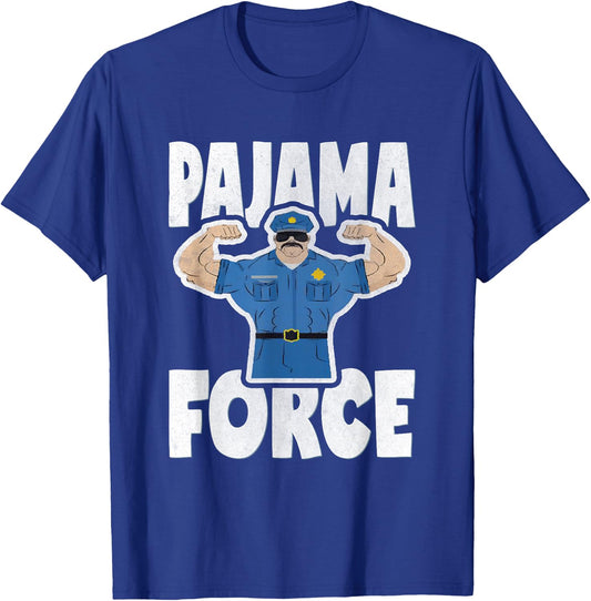 Pajama Force Retro Muscle Police Officer Bed Time PJ T-Shirt - T-Shirt | Royal