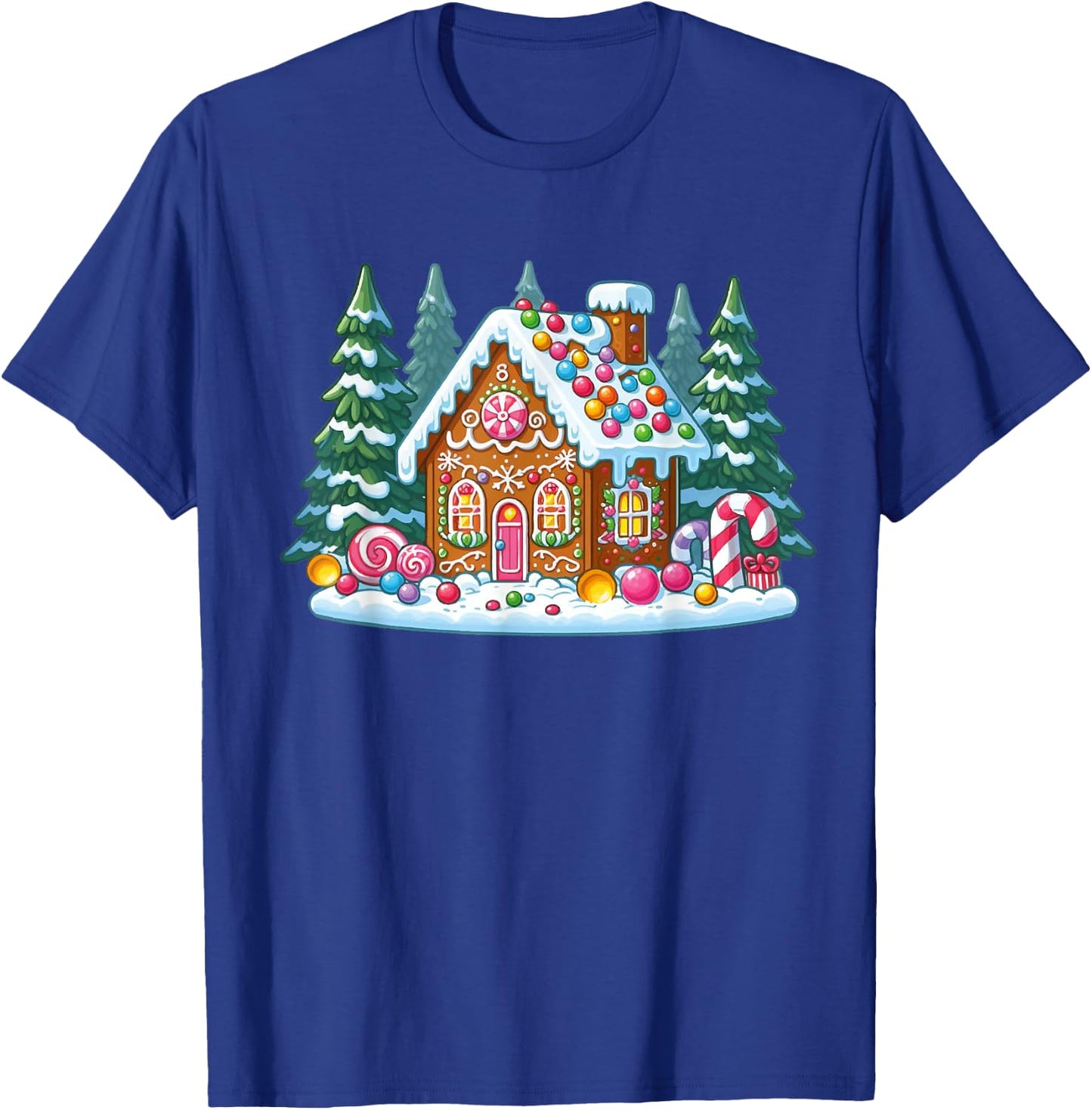 Christmas Gingerbread House Decorating Baking Candy Xmas T-Shirt - T-Shirt | Royal