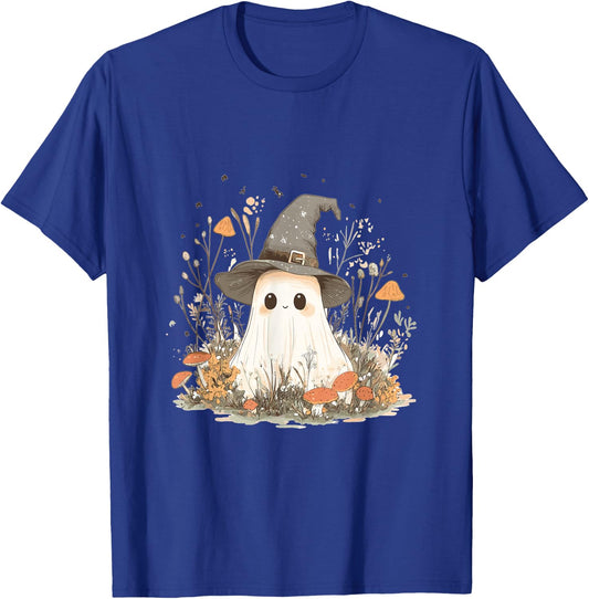 Ghost Halloween Pumpkin Spooky Floral Cottagecore Aesthetics T-Shirt - T-Shirt | Royal