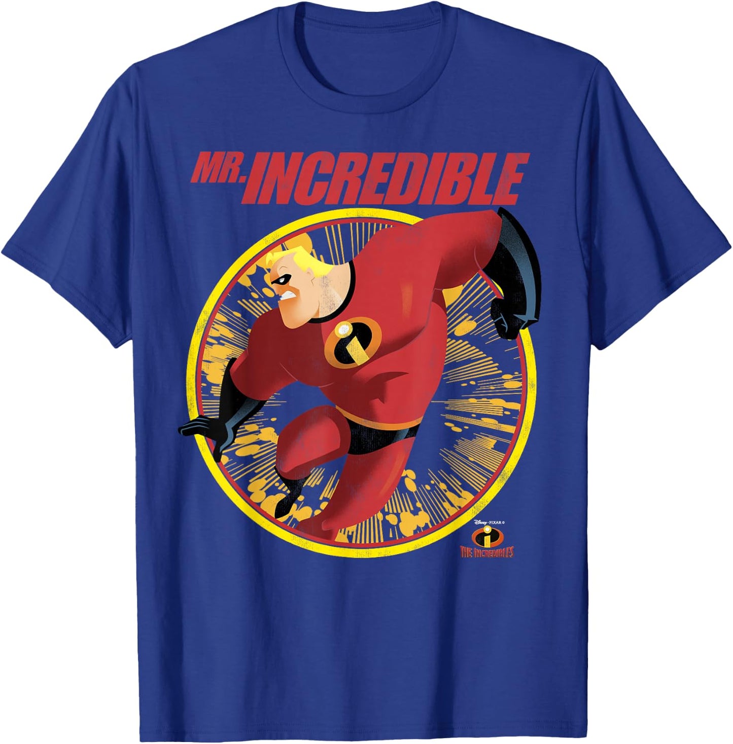 Disney Pixar The Incredibles Mr. Incredible Distressed Badge T-Shirt - T-Shirt | Royal