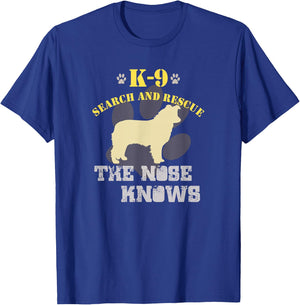 K9 Search & Rescue Dog Team Border Collie Tracking SAR T-Shirt - T-Shirt | Royal
