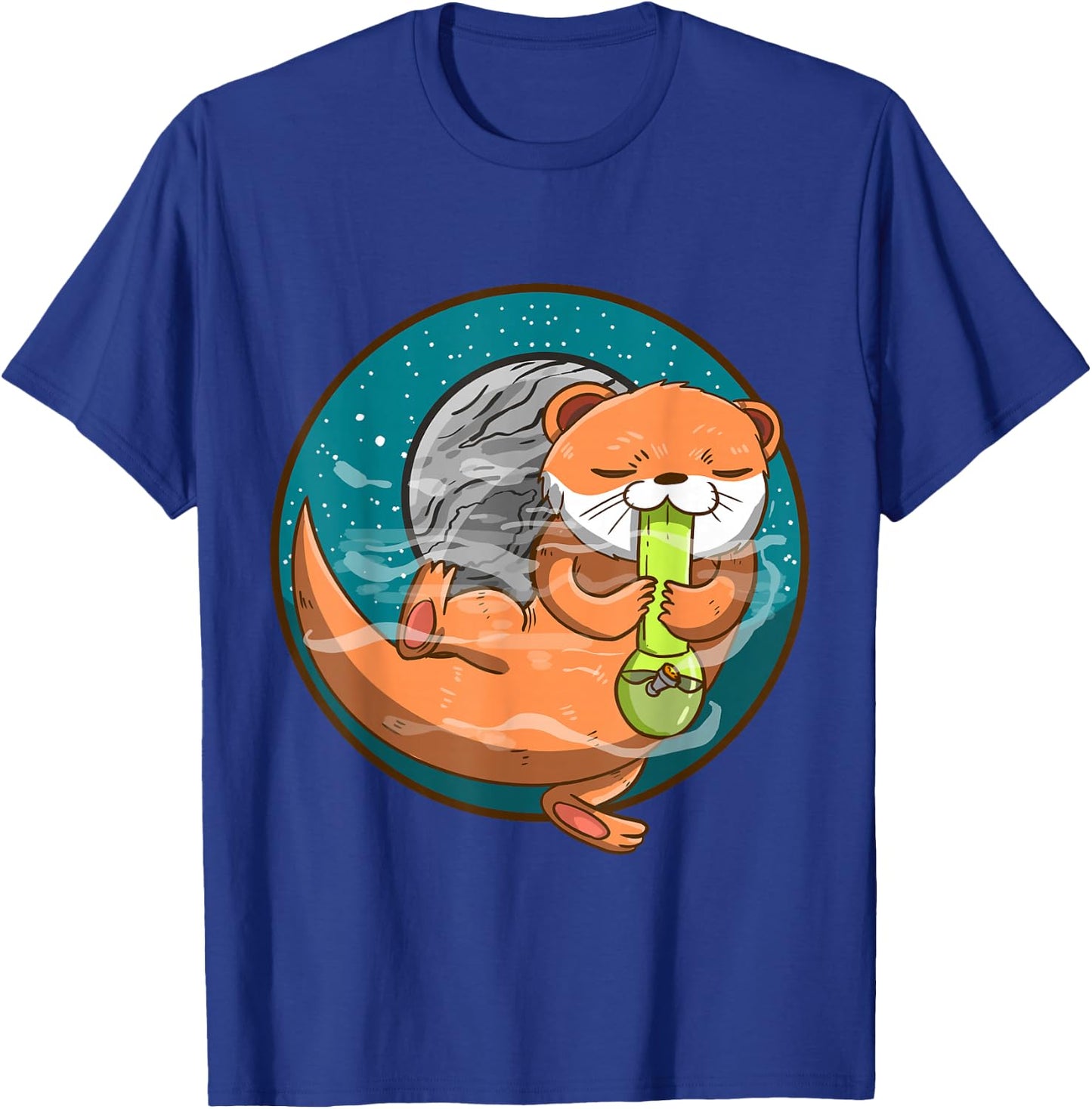 Otter Space Bong Funny Sea Animal Smoking Weed Galaxy T-Shirt - T-Shirt | Royal