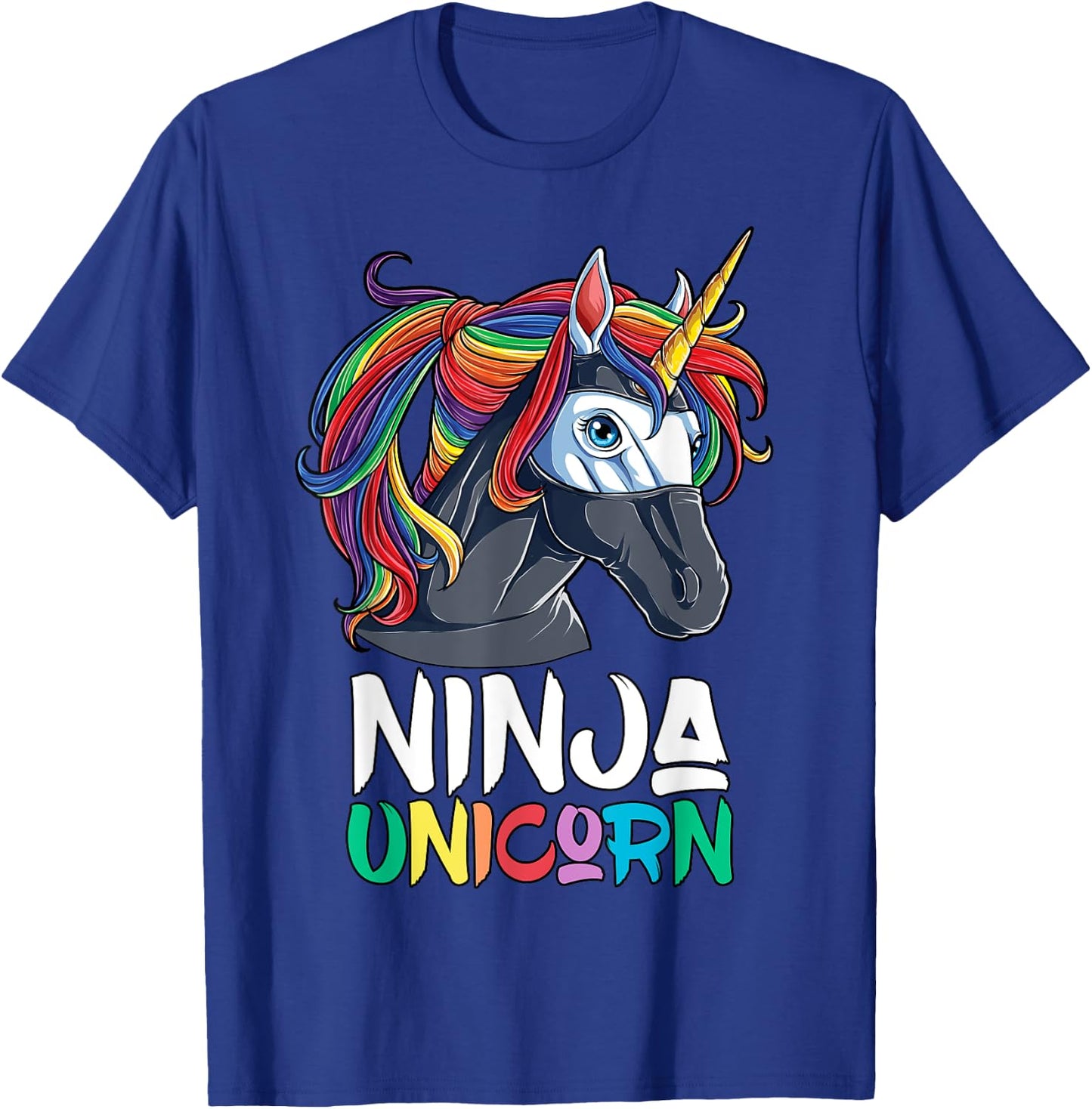 Ninja Unicorn T shirt Girls Rainbow Martial Arts Fighter T-Shirt - T-Shirt | Royal