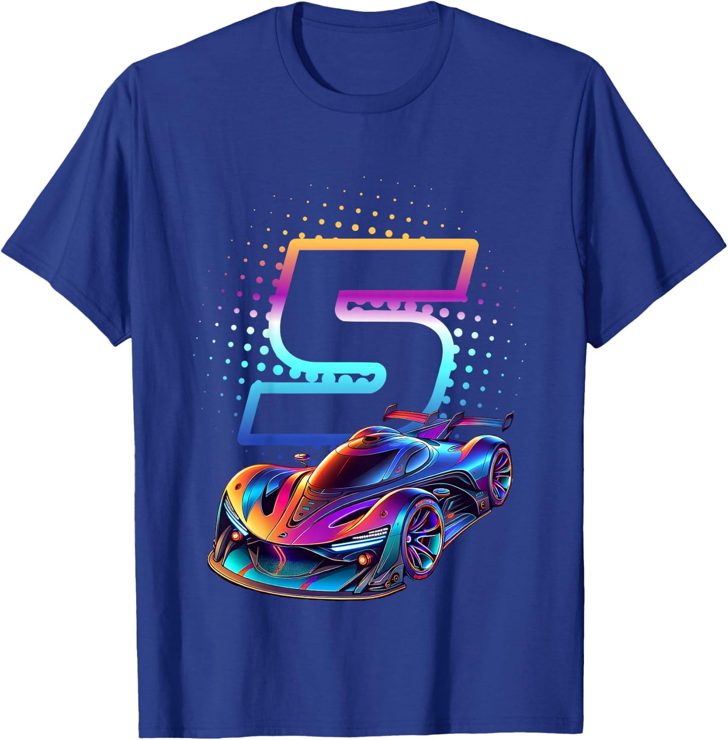 5 Year Old Race Car 5th Birthday Futuristic Racing Racecar T-Shirt - T-Shirt | Royal