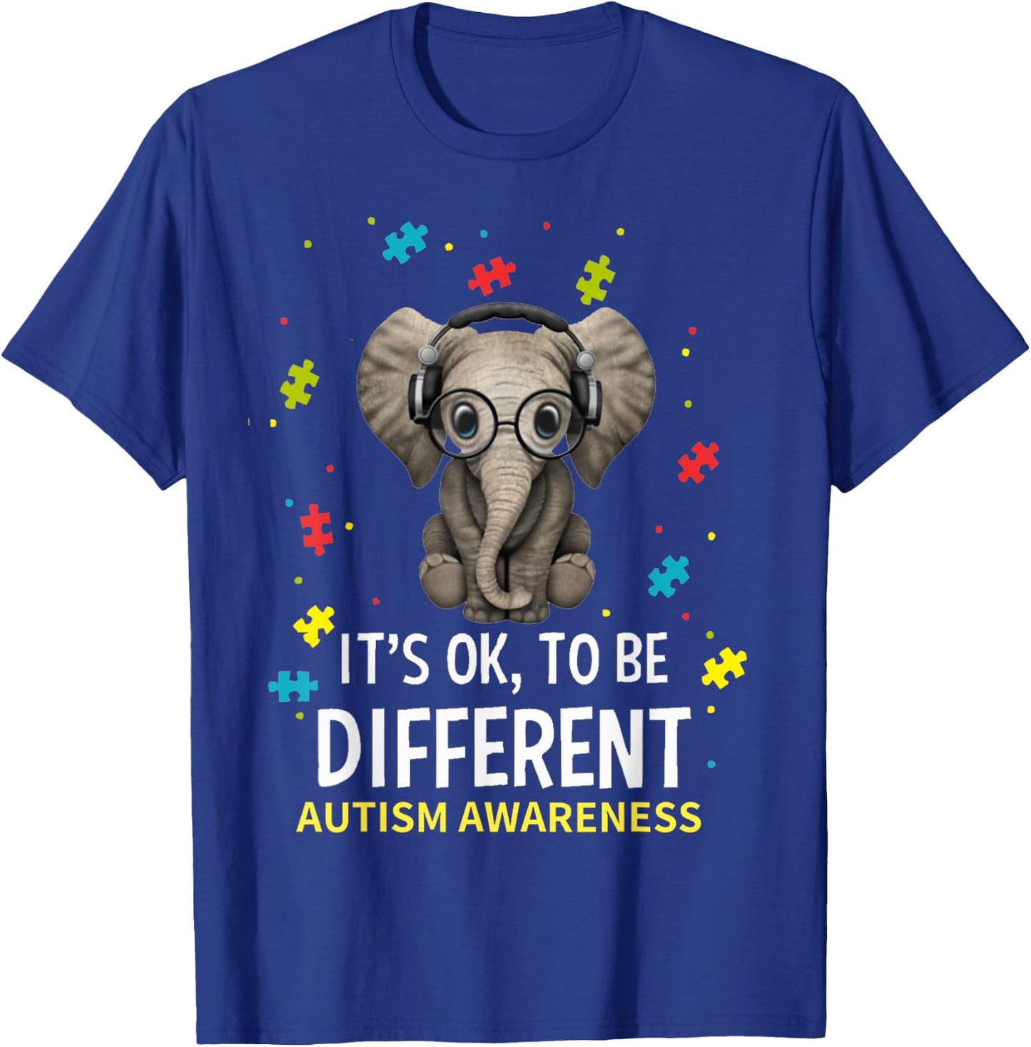 It’s Ok To Be Different Autism Awareness Cute Elephant T-Shirt - T-Shirt | Royal