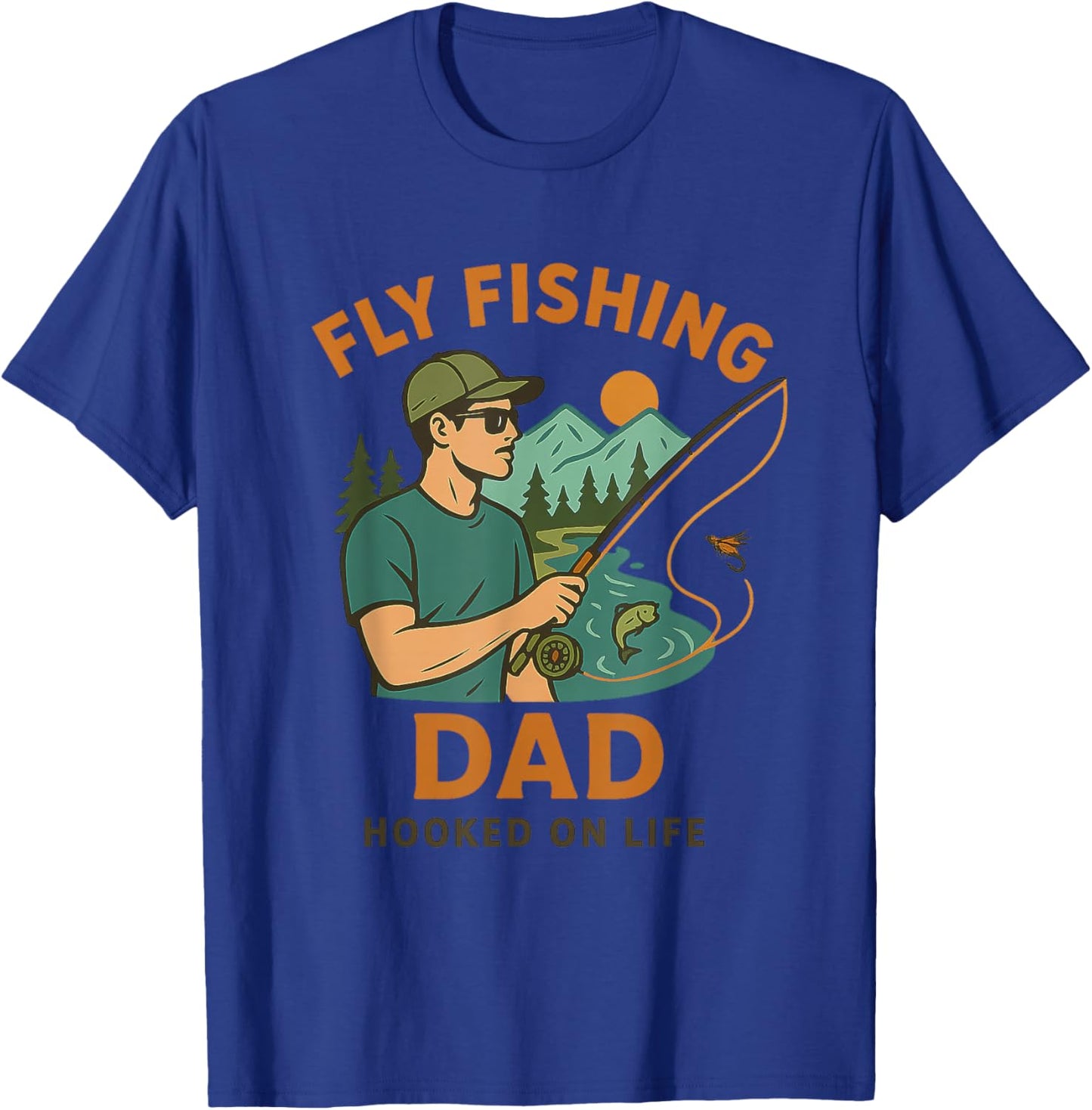 Fly Fishing Dad Gift Outdoor Fisherman Father's Day T-Shirt - T-Shirt | Royal