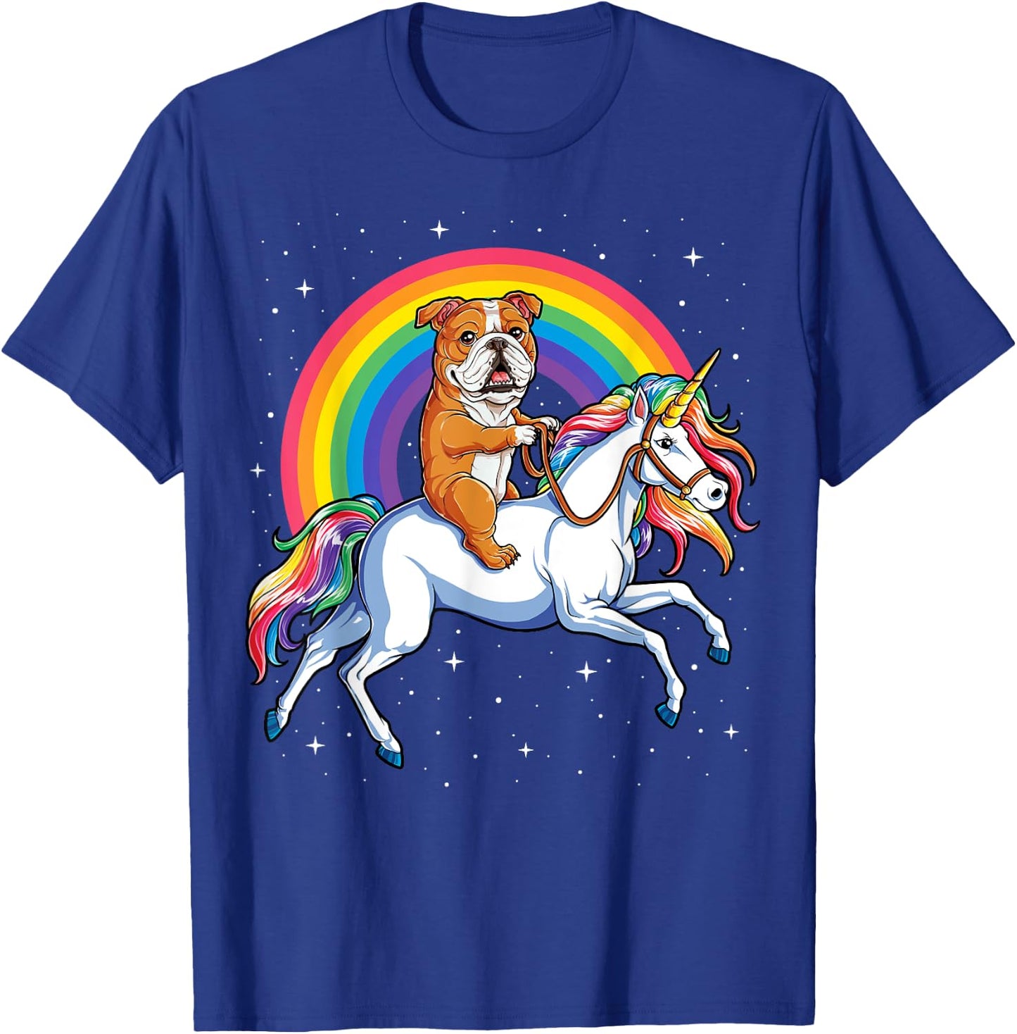 English Bulldog Unicorn T shirt Girls Space Galaxy Rainbow T-Shirt - T-Shirt | Royal