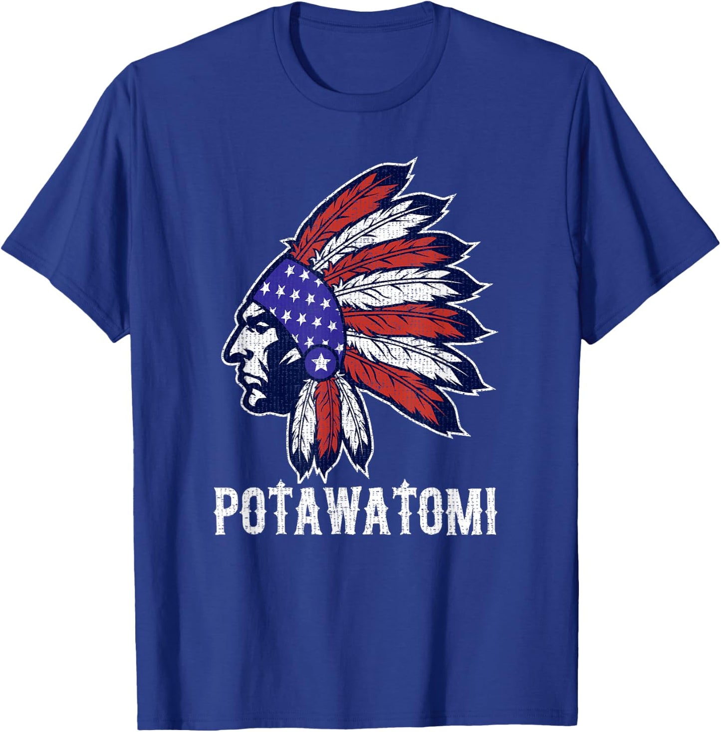 Potawatomi Native American Flag Pride Headdress T-Shirt - T-Shirt | Royal
