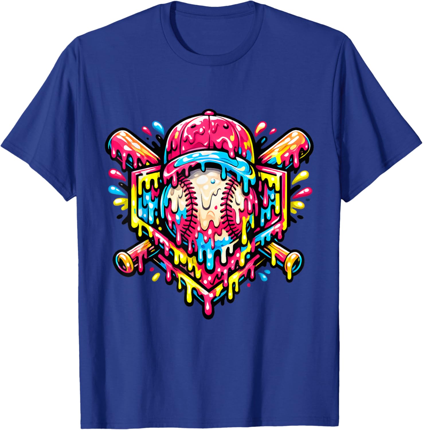 Baseball Drip Ice Cream Sport T-Shirt - T-Shirt | Royal