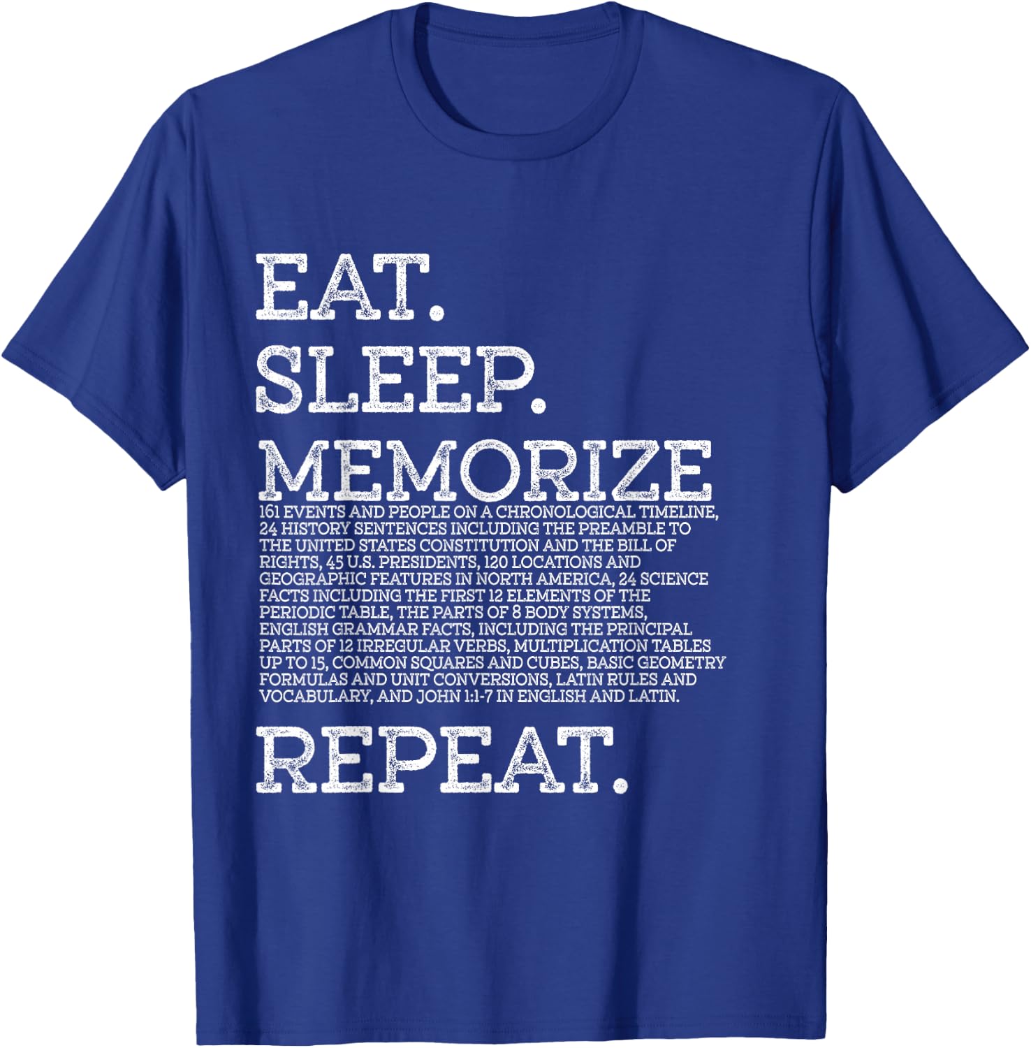 Eat Sleep Memorize Repeat Memory Master T-Shirt - T-Shirt | Royal