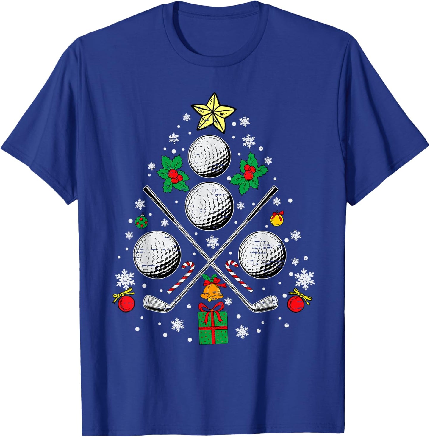 Golf Christmas Tree Light Pajama Golfer Xmas Men Women Kids T-Shirt - T-Shirt | Royal