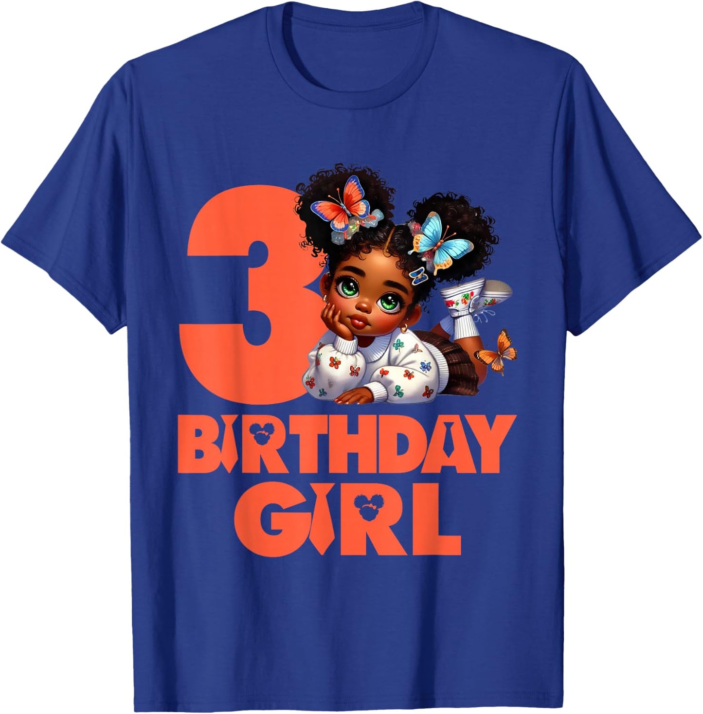 3rd Baby Girl Birthday 3 Year Old Black Afro Kid Boss Theme T-Shirt - T-Shirt | Royal