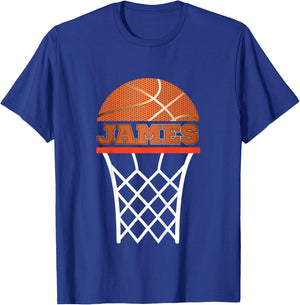 Basketball Apparels Custom Name James, Youth T Shirt Gift T-Shirt - T-Shirt | Royal
