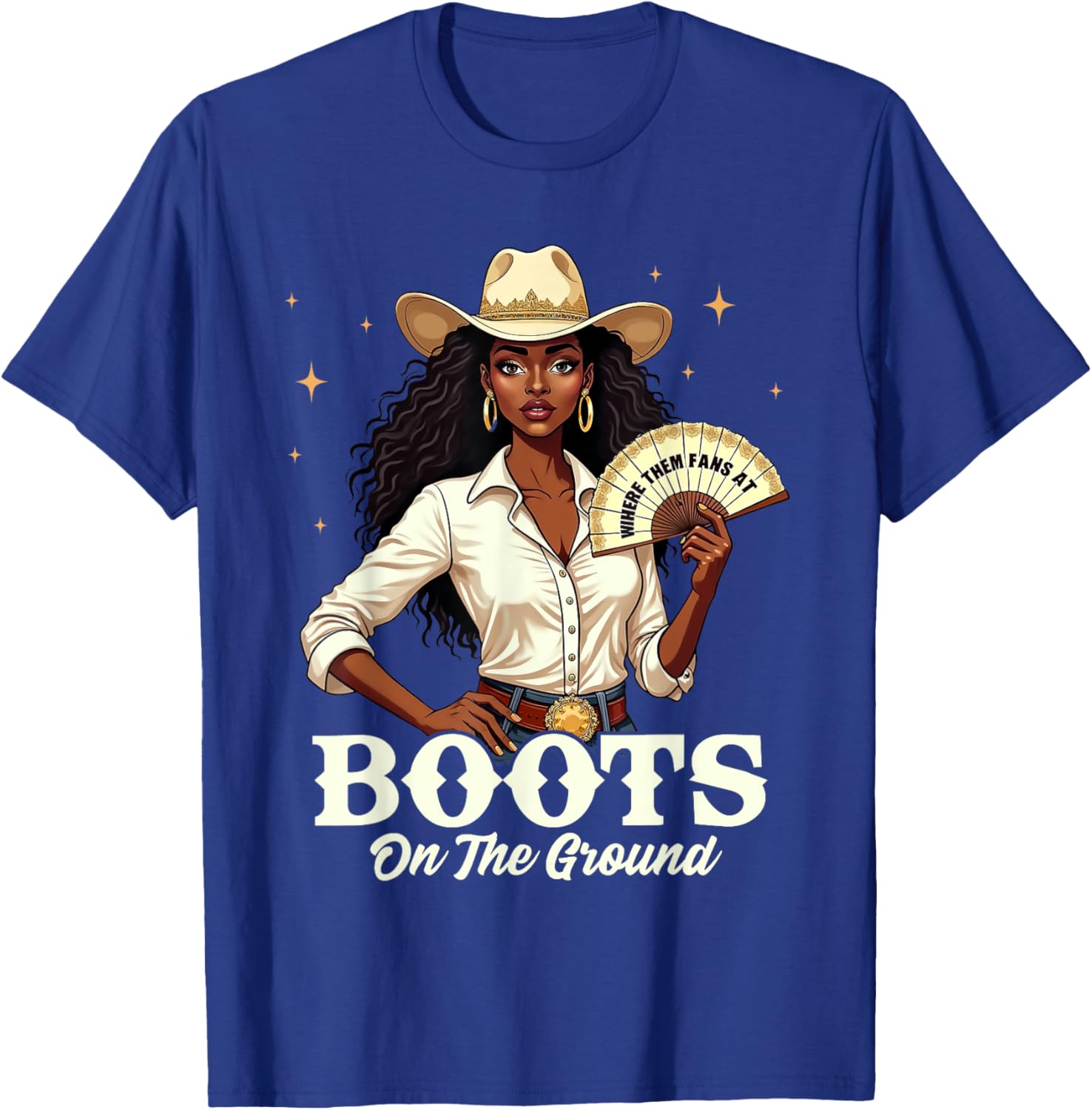 Boots On The Ground Melanin Cowgirl Juneteenth T-Shirt - T-Shirt | Royal
