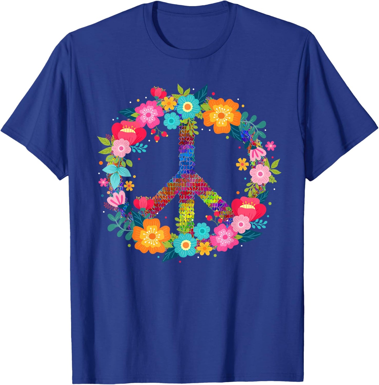 Peace Love Hippie Design - 60s 70s Retro T-Shirt - T-Shirt | Royal