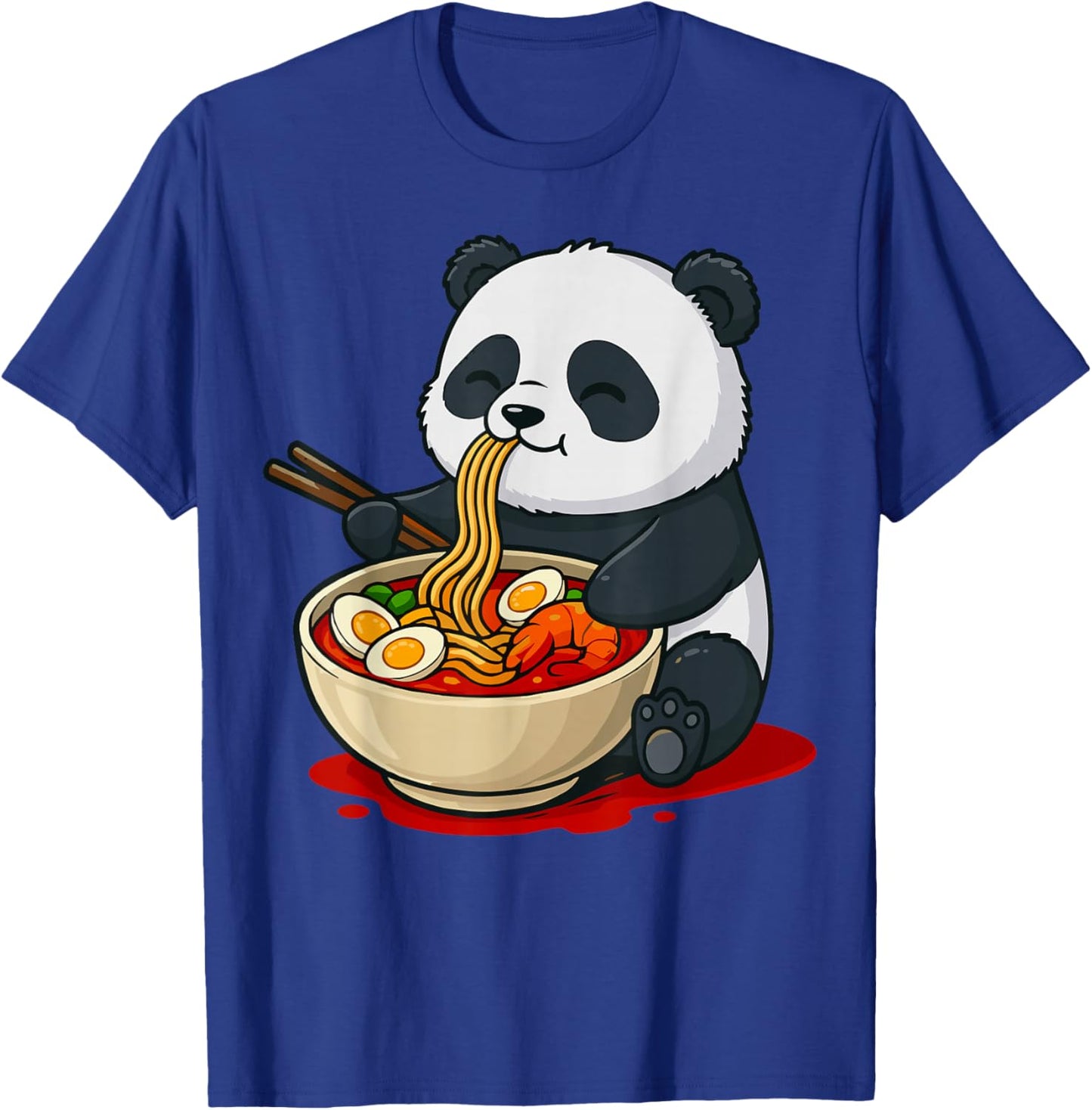 Panda Eating Ramen Noodles T-Shirt - T-Shirt | Royal