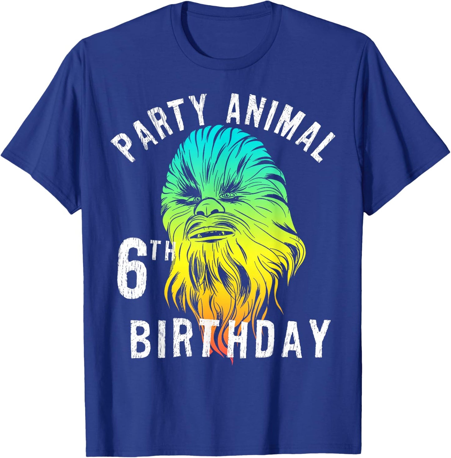 Star Wars Chewie Party Animal 6th Birthday Color Portrait T-Shirt - T-Shirt | Royal