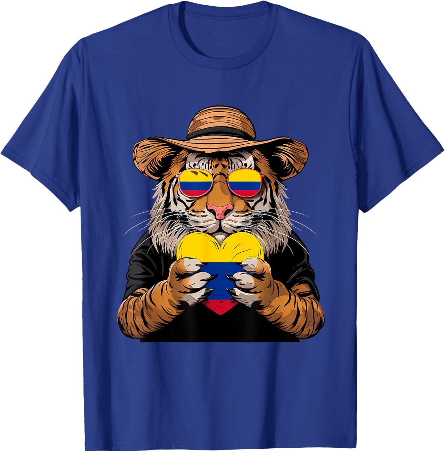 Colombian Roots Colombian Flag Colombia Heart Tiger T-Shirt - T-Shirt | Royal