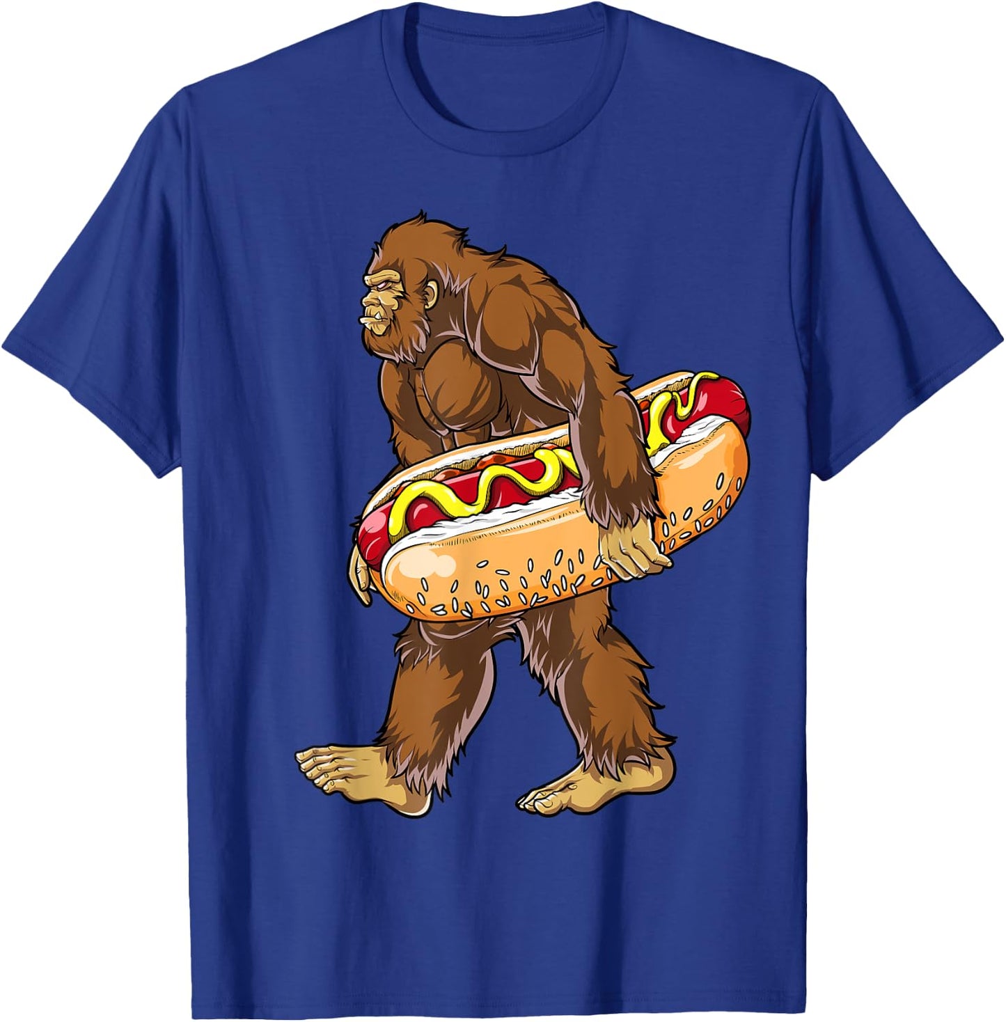 Bigfoot Hotdog Sasquatch Boys Girls Men Women Food Lovers T-Shirt - T-Shirt | Royal