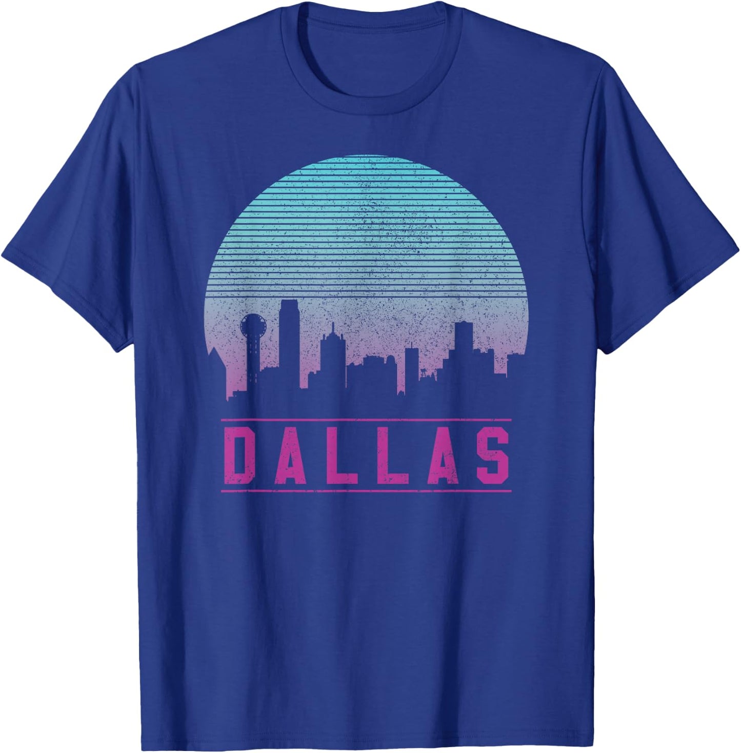 Dallas Skyline - Vintage Retro Texas Shirt Gift T-Shirt - T-Shirt | Royal