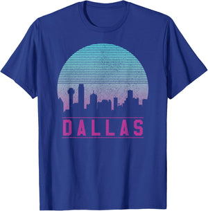 Dallas Skyline - Vintage Retro Texas Shirt Gift T-Shirt - T-Shirt | Royal