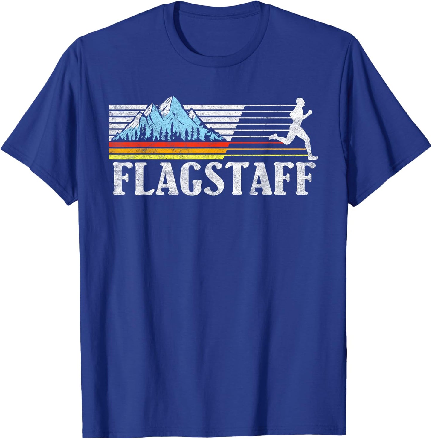 Flagstaff Trail Running Retro Mountains 80s Graphic T-Shirt - T-Shirt | Royal